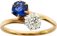 Diamond, Sapphire, Gold Ring, Tiffany & Co., circa 1900.  | Lot