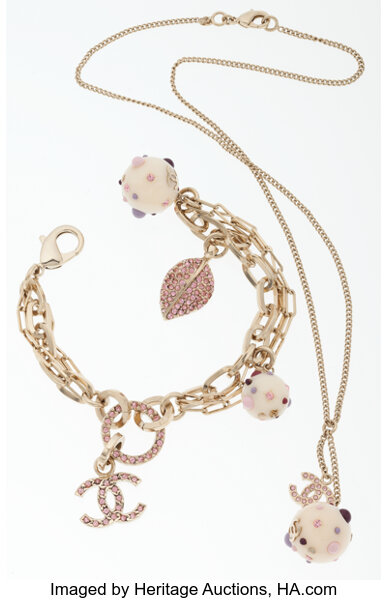 Chanel Gold Necklace with Pink & White Acrylic Charm & Gold Charm | Lot  #77023 | Heritage Auctions