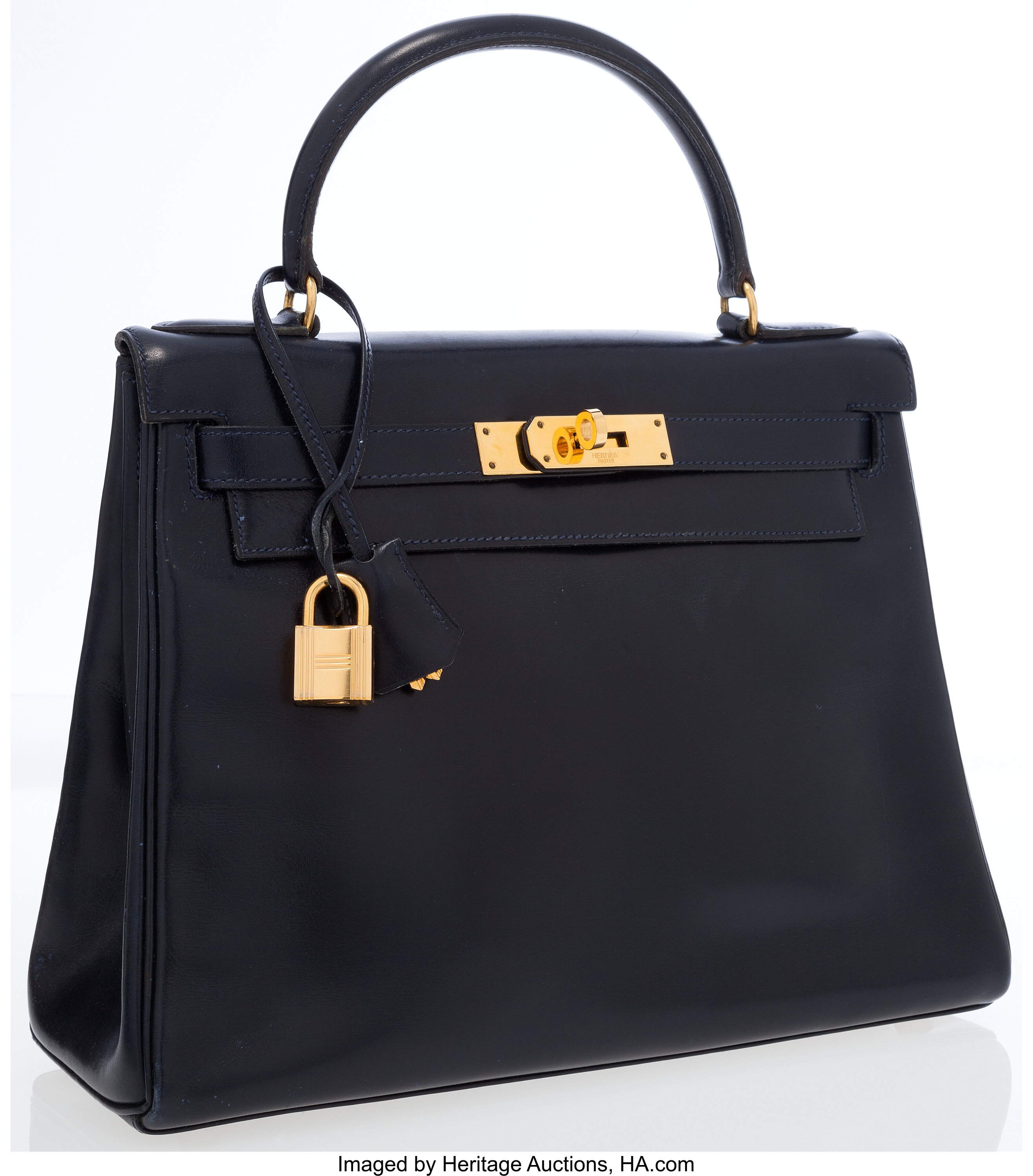 Hermes Kelly Bag Box Leather Gold Hardware In Blue