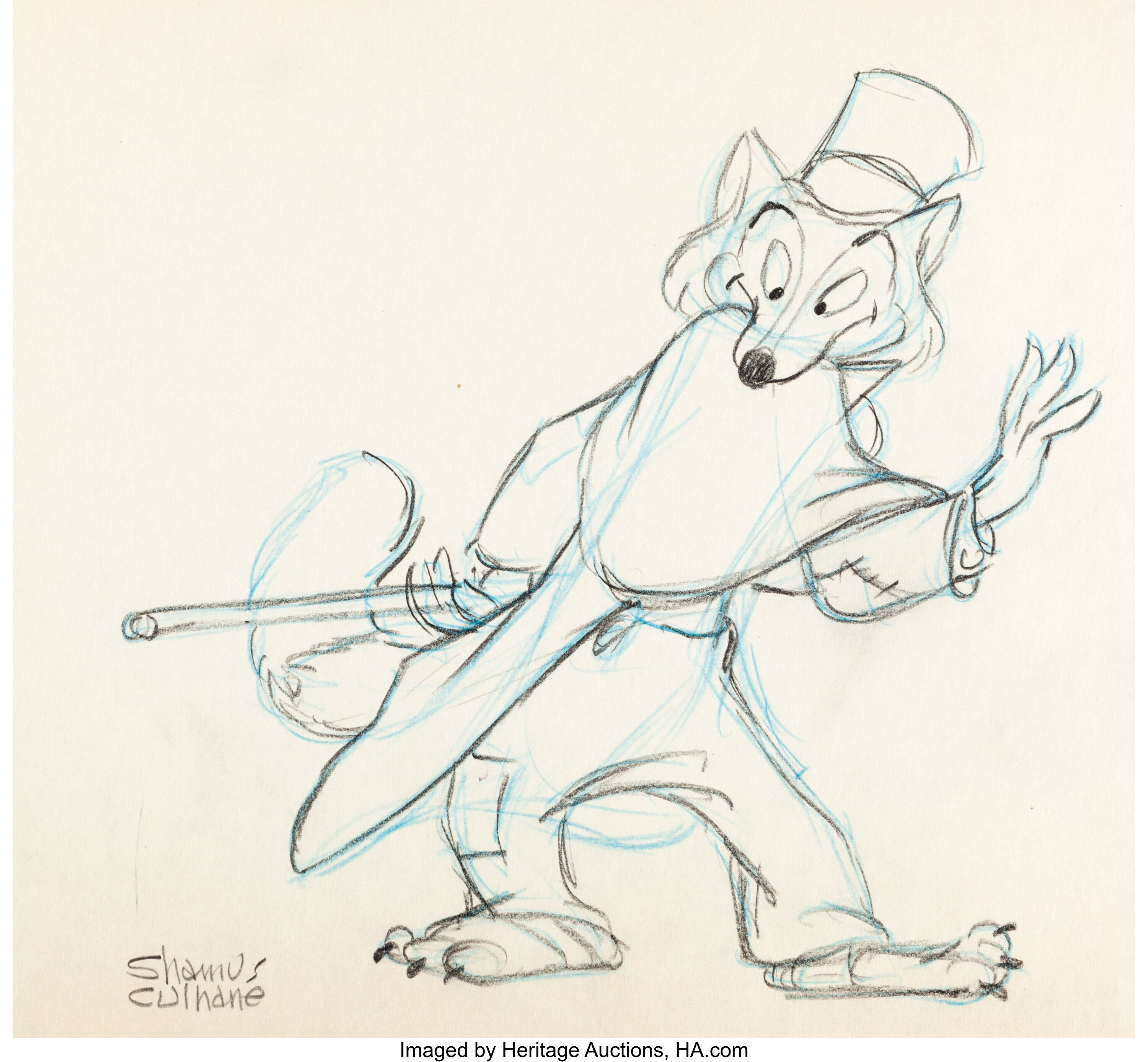 Pinocchio J. Worthington Foulfellow Production Drawing (Walt | Lot ...