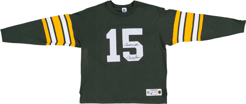 Bart Starr Signed Green Bay Packers Throwback Jersey. Football, Lot  #40136