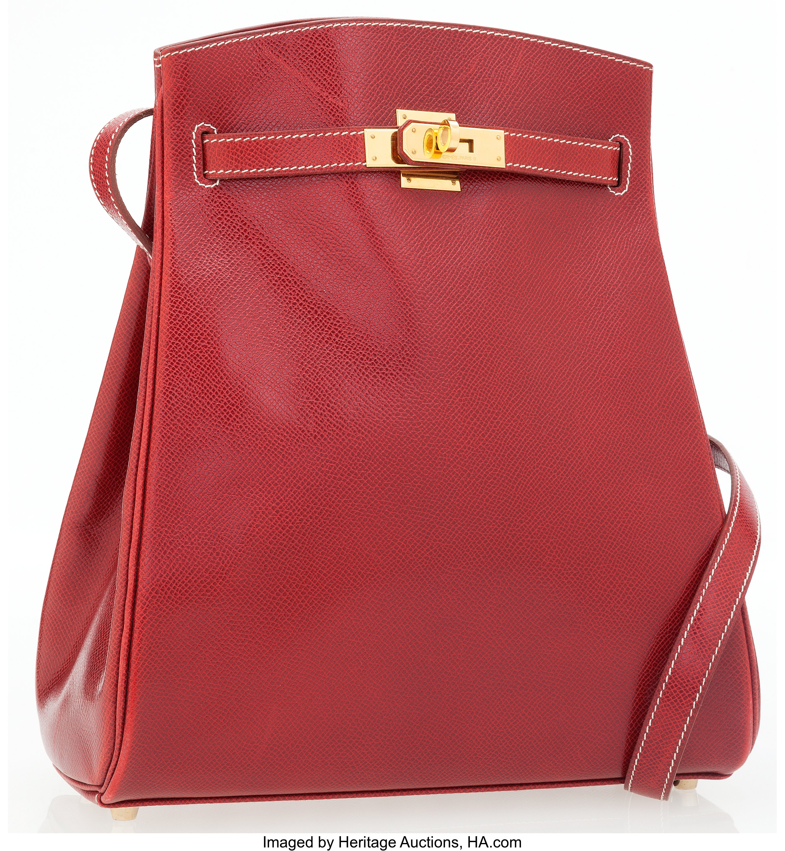 Hermes Rouge H Epsom Leather Kelly Sport Bag with Gold Hardware., Lot  #77002