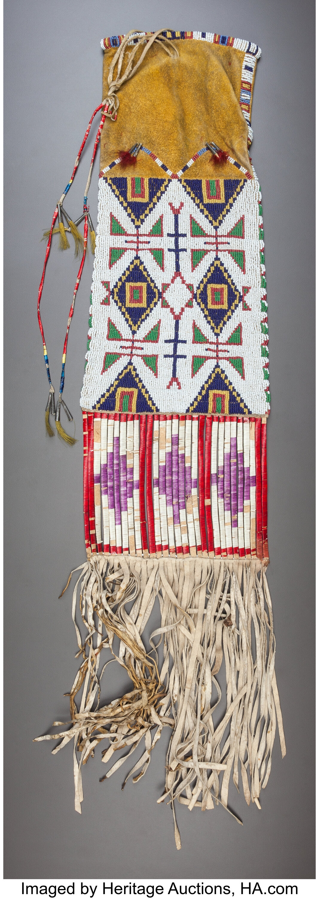 A SIOUX BEADED HIDE TOBACCO BAG. c. 1890... Paintings | Lot #50302 ...