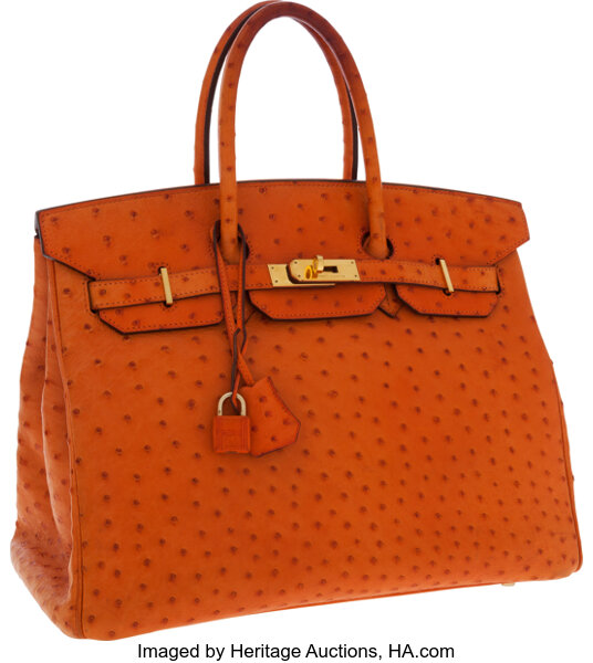 Hermes Birkin Bag Ostrich Leather Gold Hardware In Red