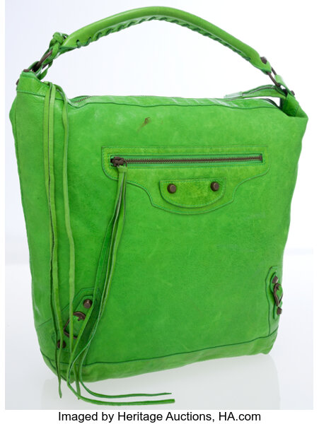 Balenciaga Lime Green Antiqued Leather Classic Day Bag. Luxury Lot #78033 | Heritage Auctions