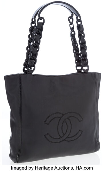 Chanel Black Lambskin Leather Small Shopper Tote Bag with Acrylic