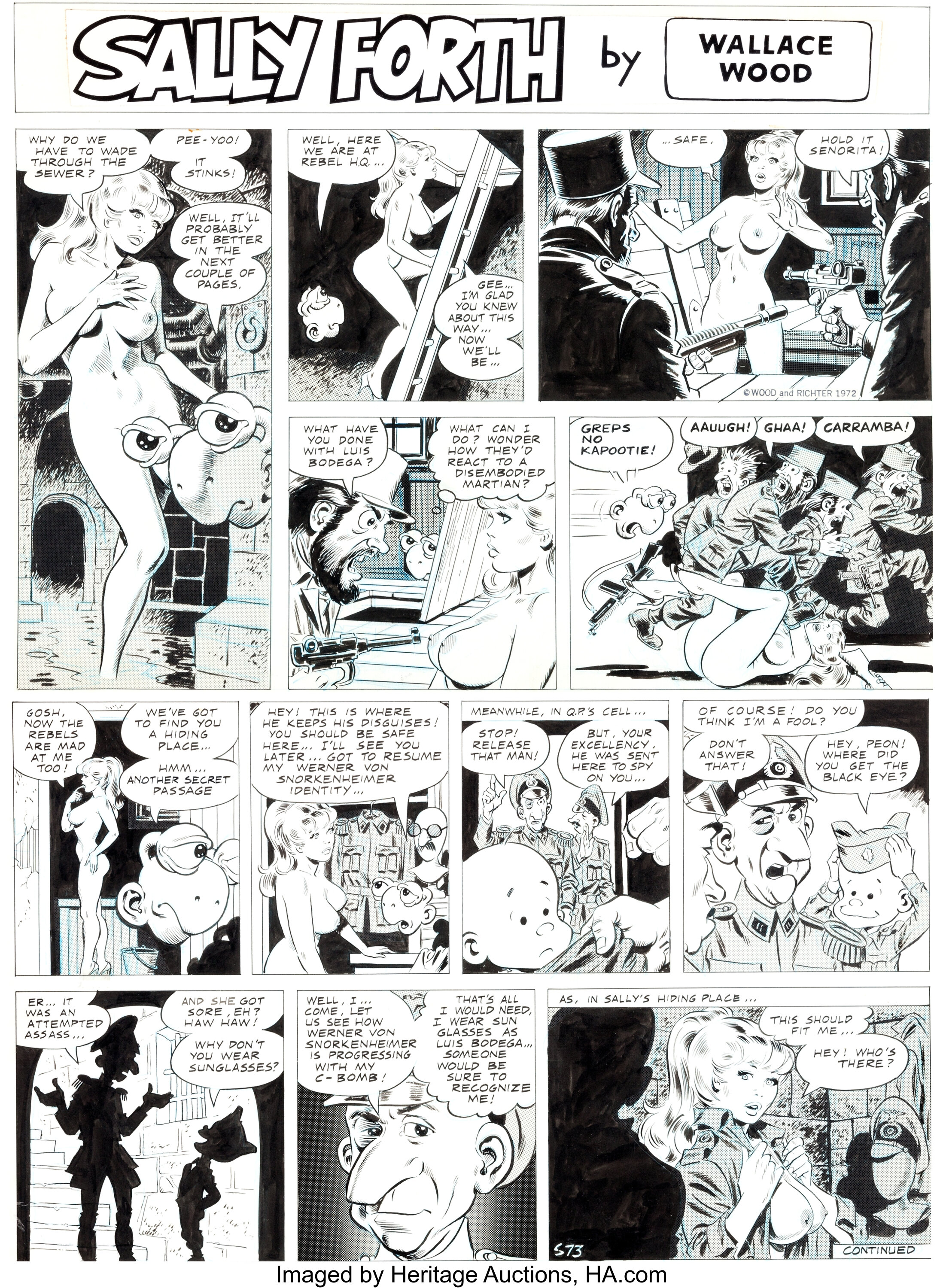 2196px x 3000px - Wally Wood Sally Forth Comic Strip #S73 Original Art (Wood and | Lot #92391  | Heritage Auctions