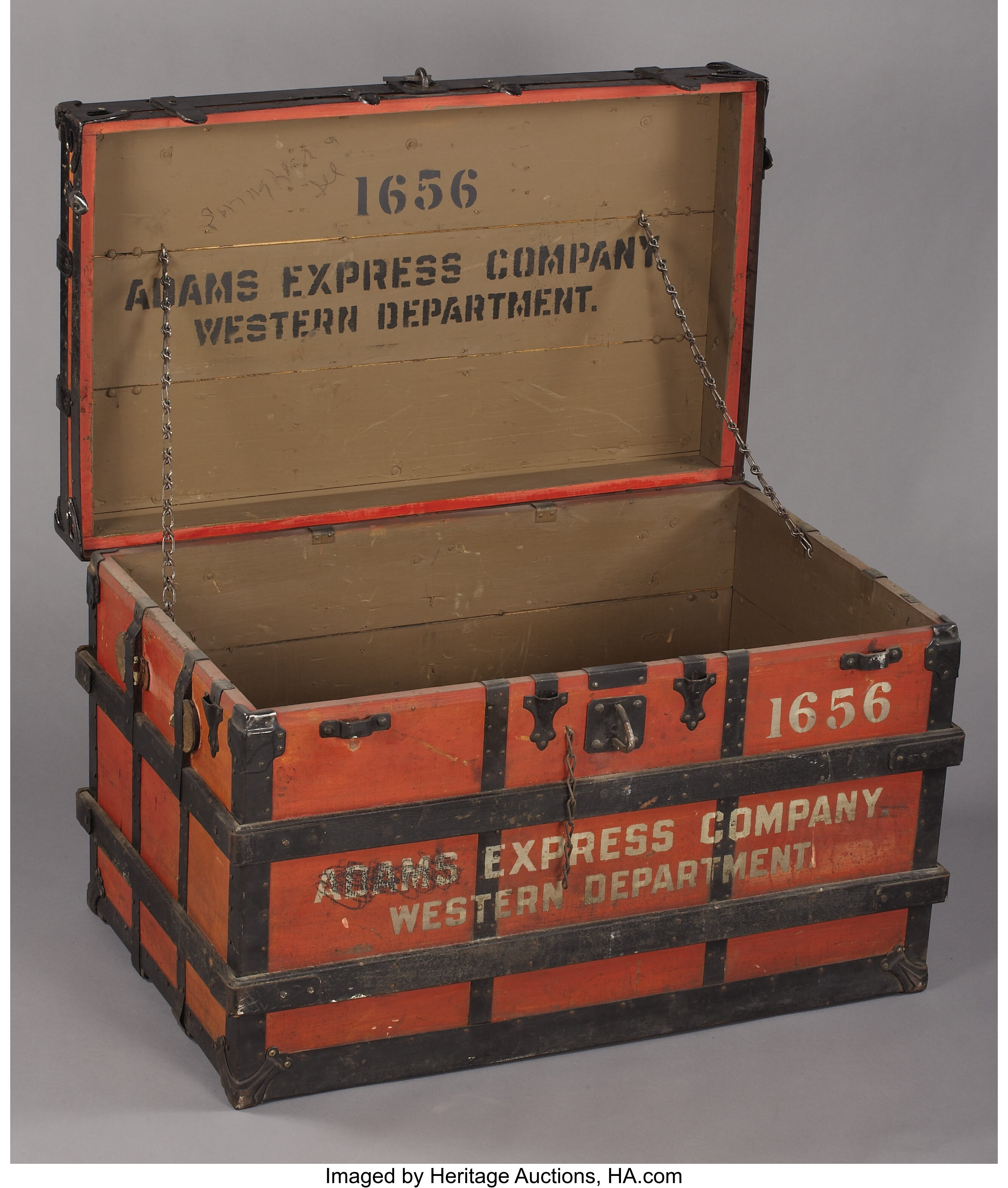 ADAMS EXPRESS COMPANY SHIPPING BOX, WESTERN DEPARTMENT #1656 | Lot #74078 |  Heritage Auctions