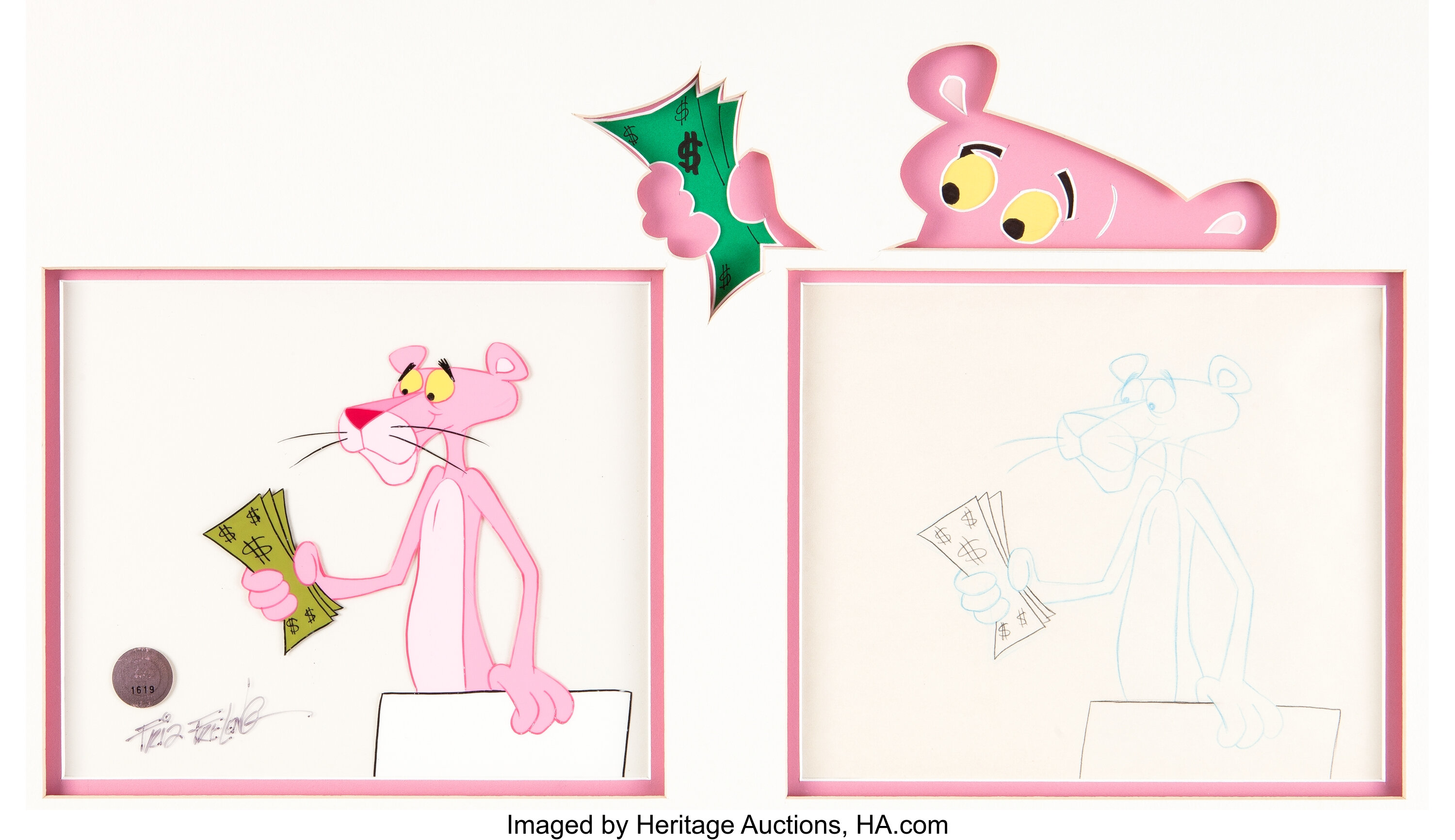 Friz Freleng Pink Panther Original Production Drawing from Olympinks 1980