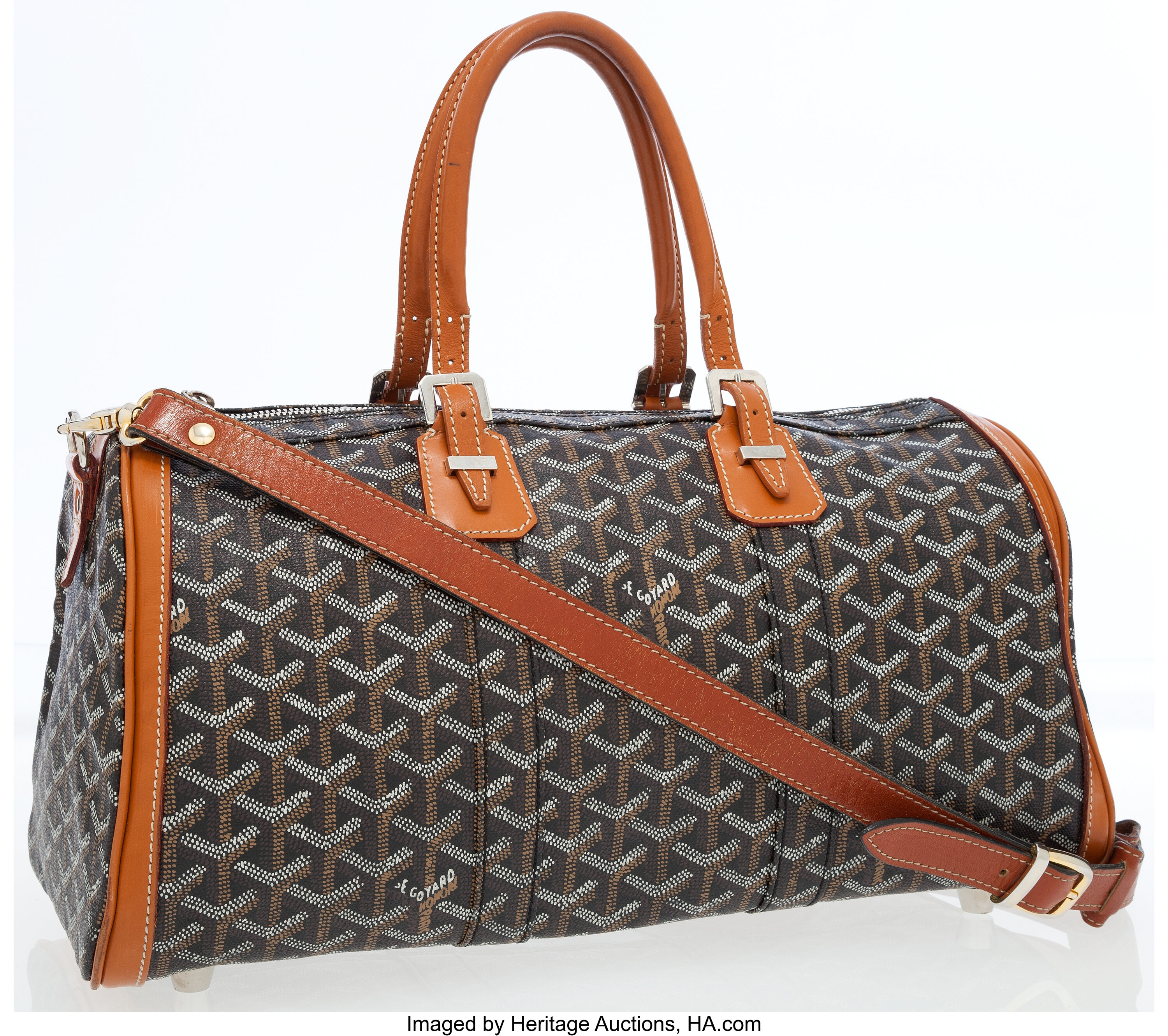 Sold at Auction: GOYARD Suitcase in Goyard canvas, natural leather