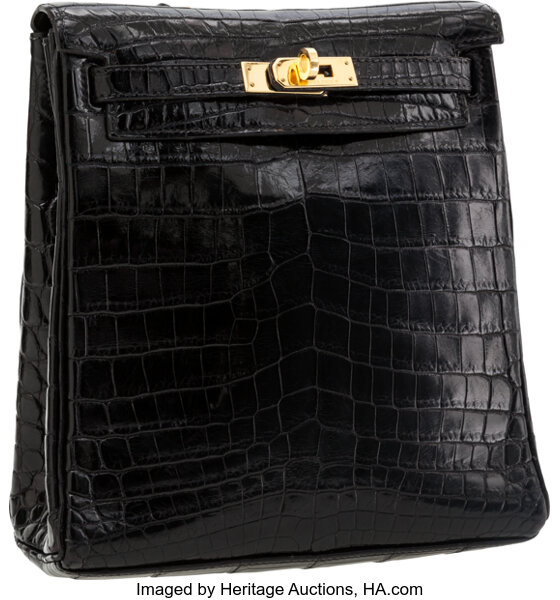 Hermes 20cm Black Gulliver Leather Kelly Ado Backpack with Gold