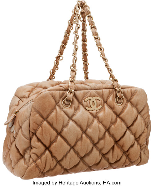 Chanel Nude Leather Bubble Shoulder Bag with Brushed Gold Hardware