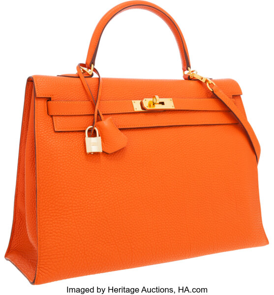 Hermes Birkin Bag, Orange, 35cm, Togo with gold