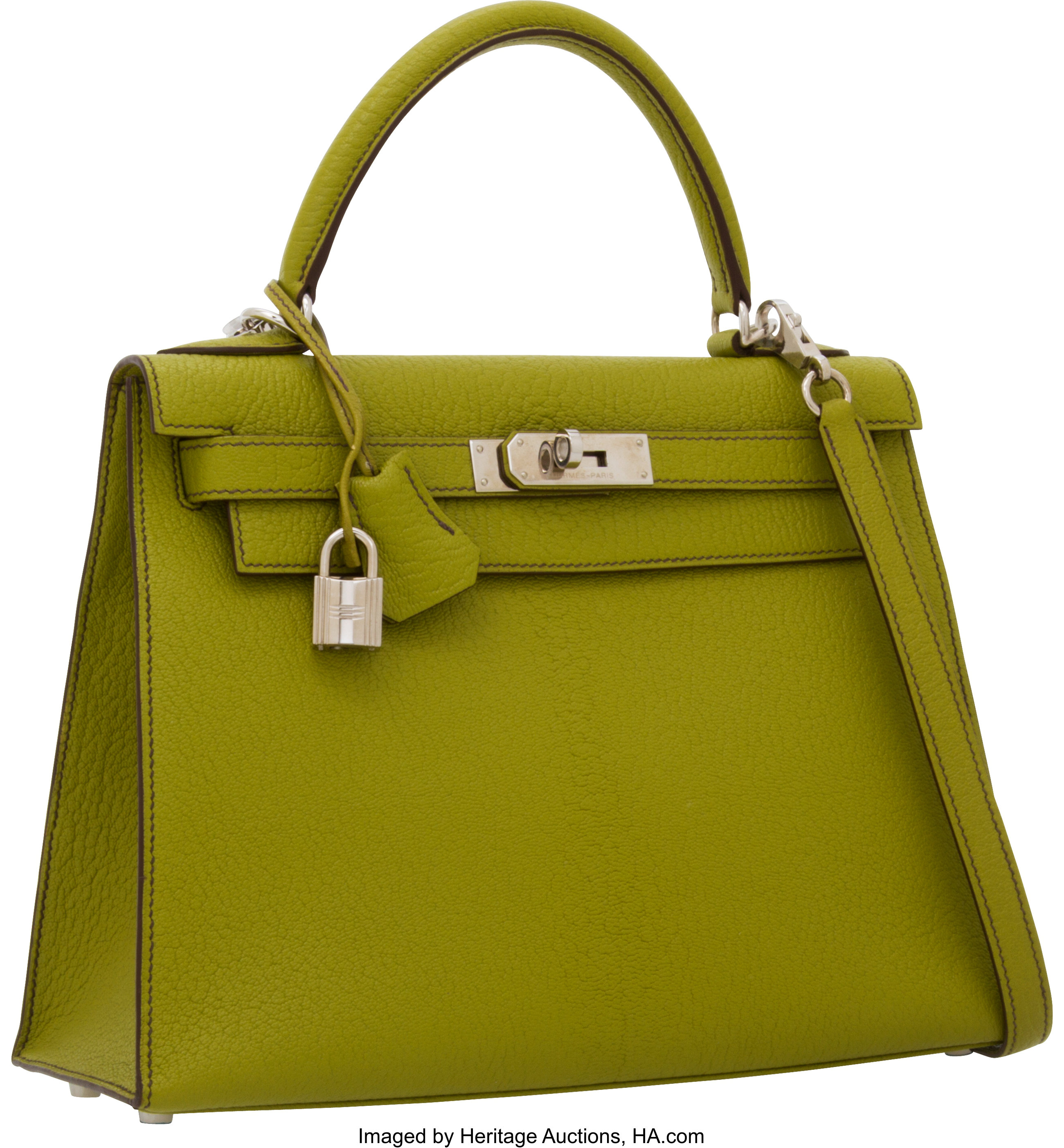 Hermes 28cm Vert Anis Chevre Leather Sellier Kelly Bag with