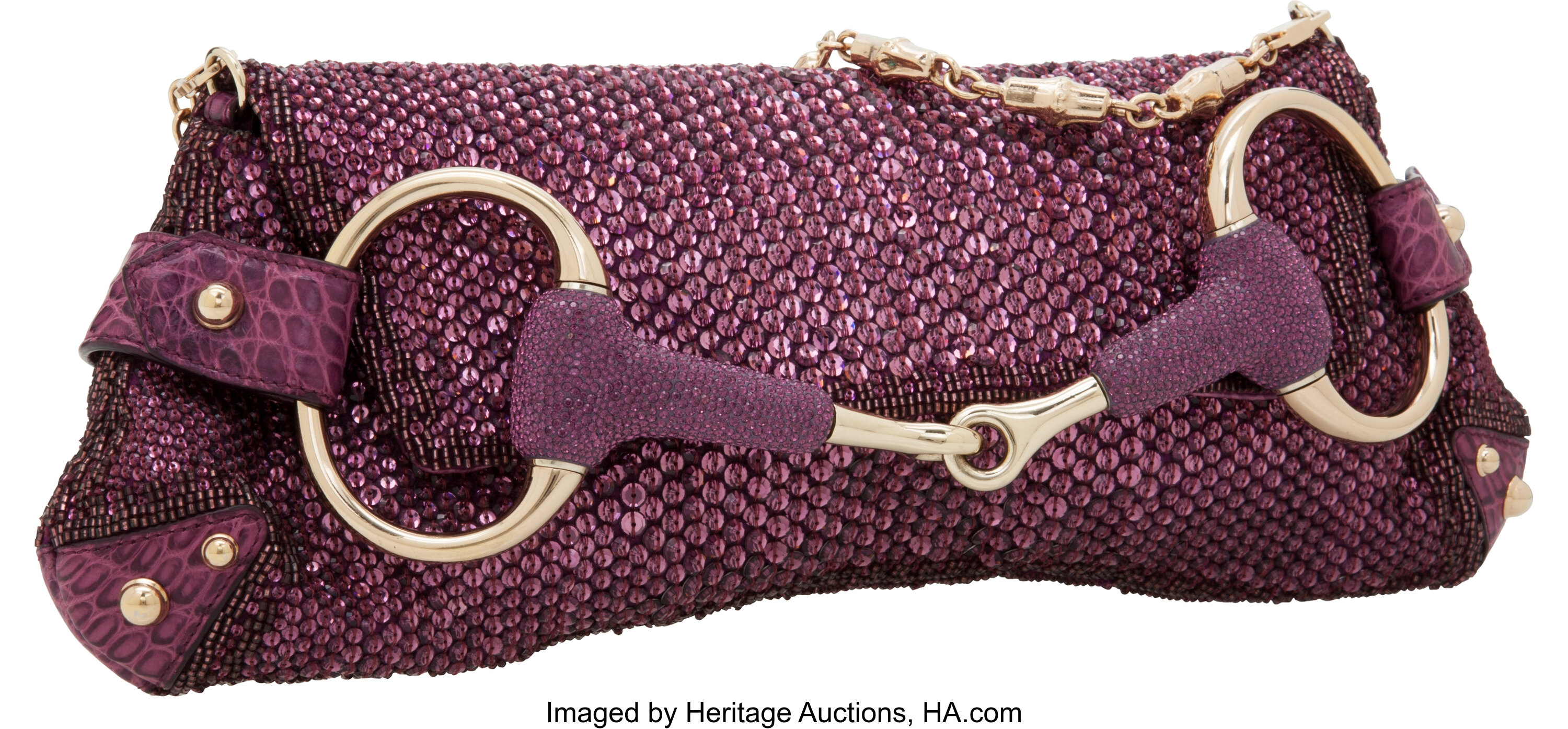 GUCCI Tom Ford Monogram Horsebit Web Clutch Purple 289238