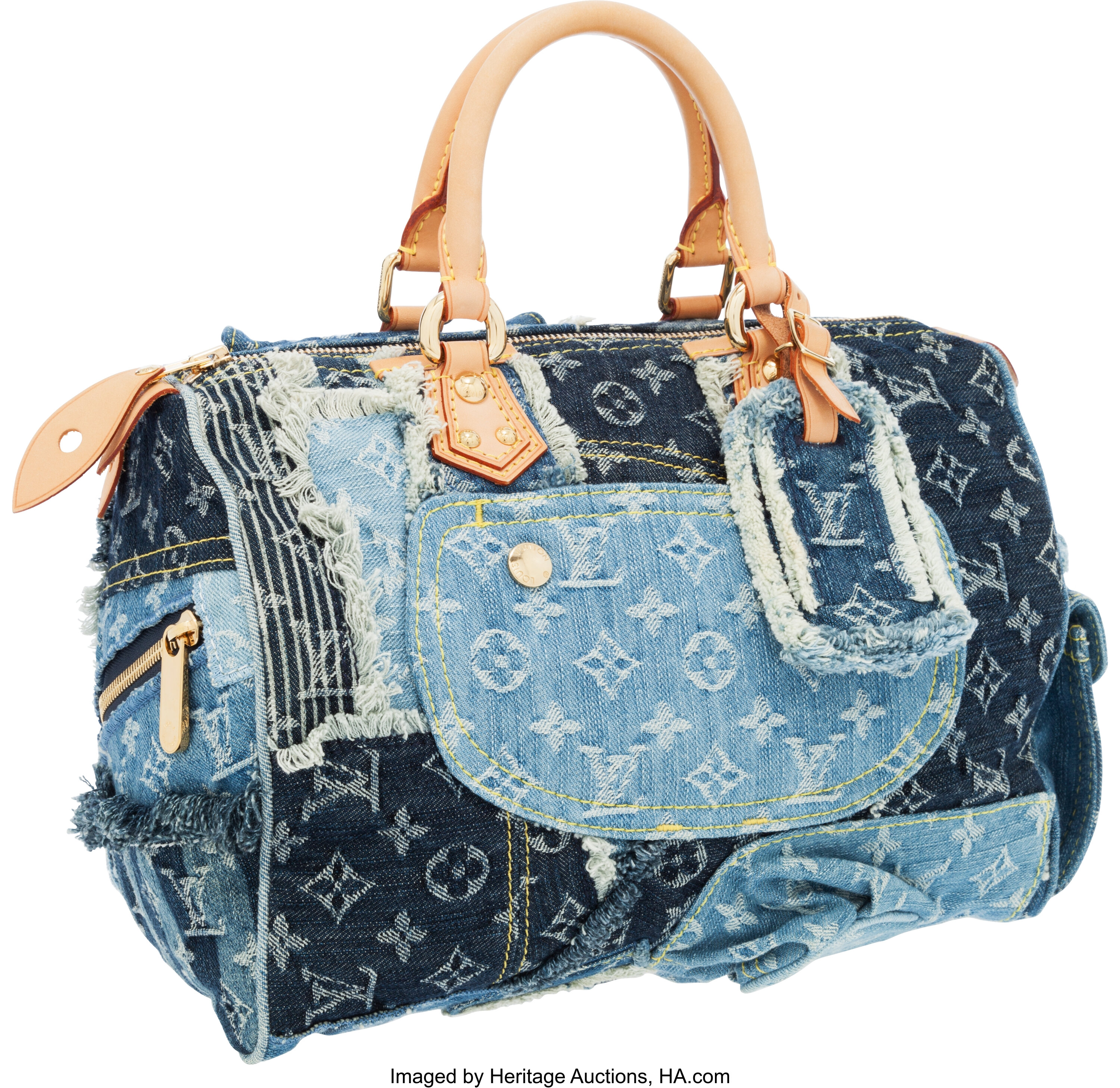 Louis Vuitton Denim Patchwork Speedy For Sale at 1stDibs