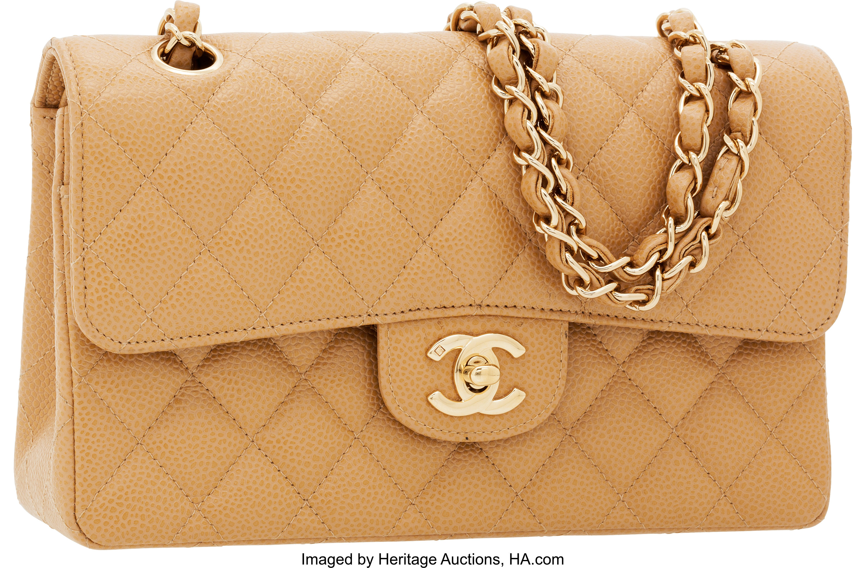 Chanel Beige Quilted Caviar Leather Medium Double Flap Bag with | Lot  #56348 | Heritage Auctions