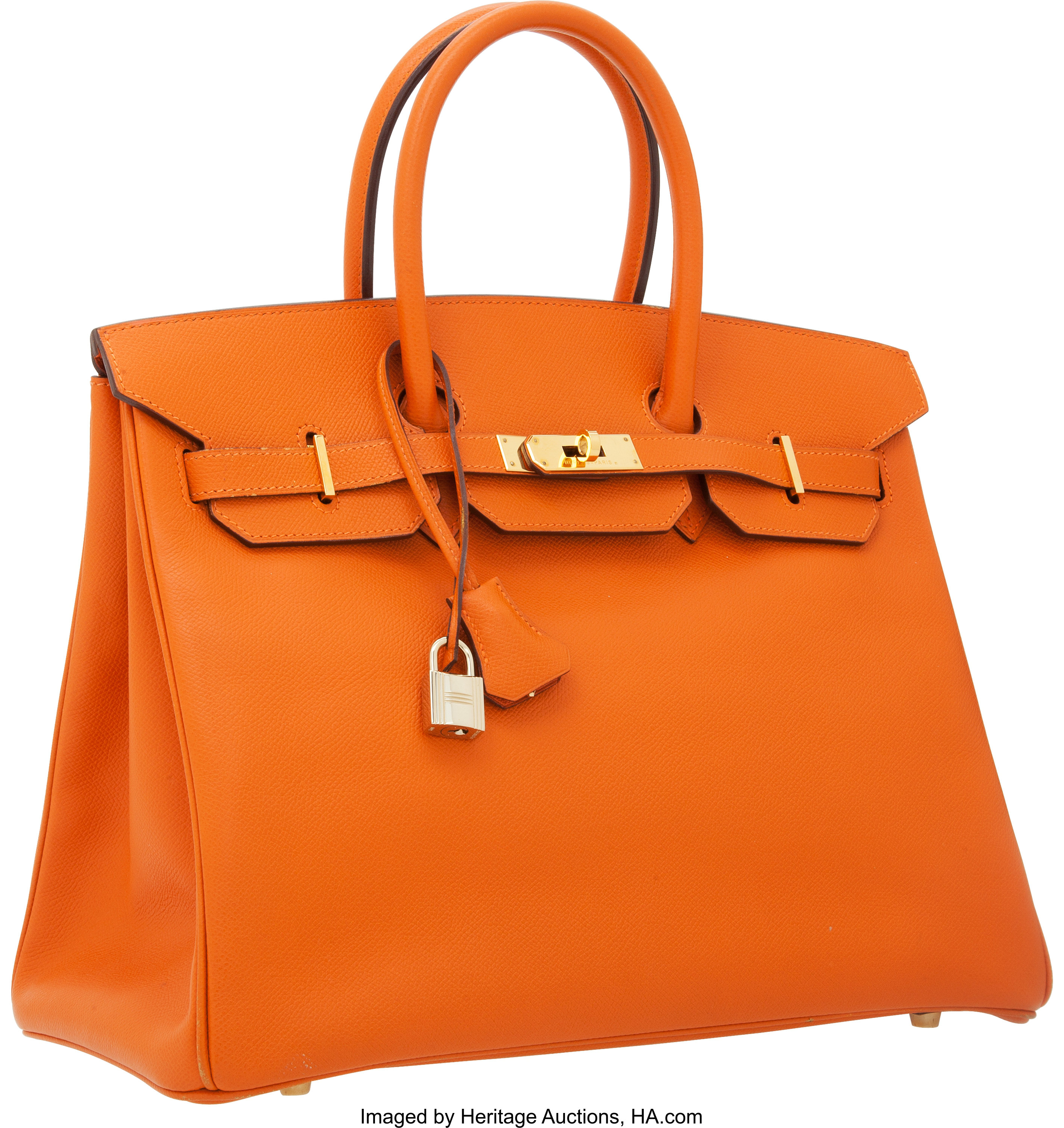 Hermes 35cm Orange H Epsom Leather Birkin Bag with Gold Hardware. | Lot ...