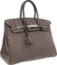 Hermes Birkin Bag 35cm Gris Tourterelle Ostrich Palladium Hardware