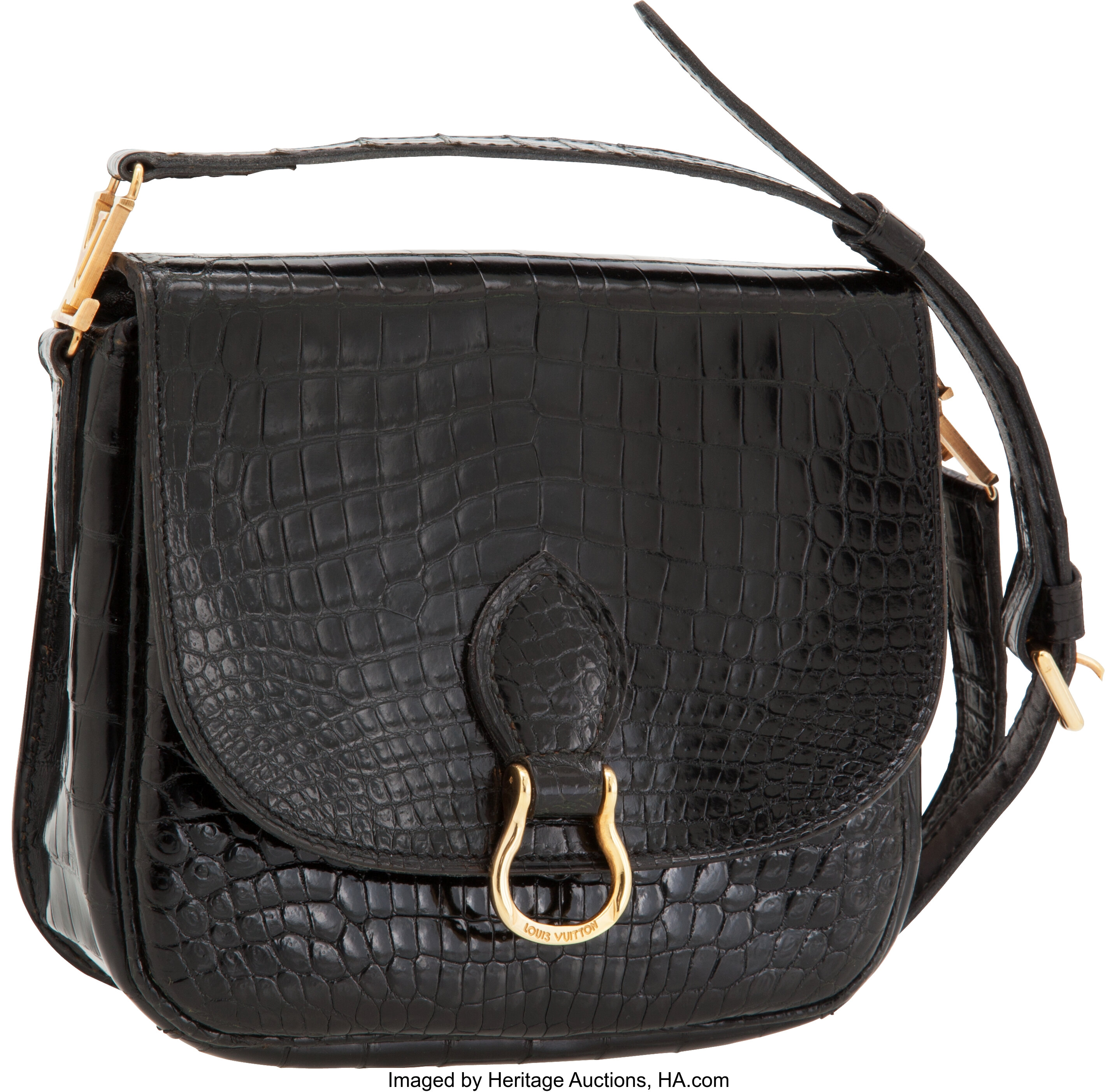 Louis Vuitton Shiny Black Crocodile St Cloud Crossbody Bag