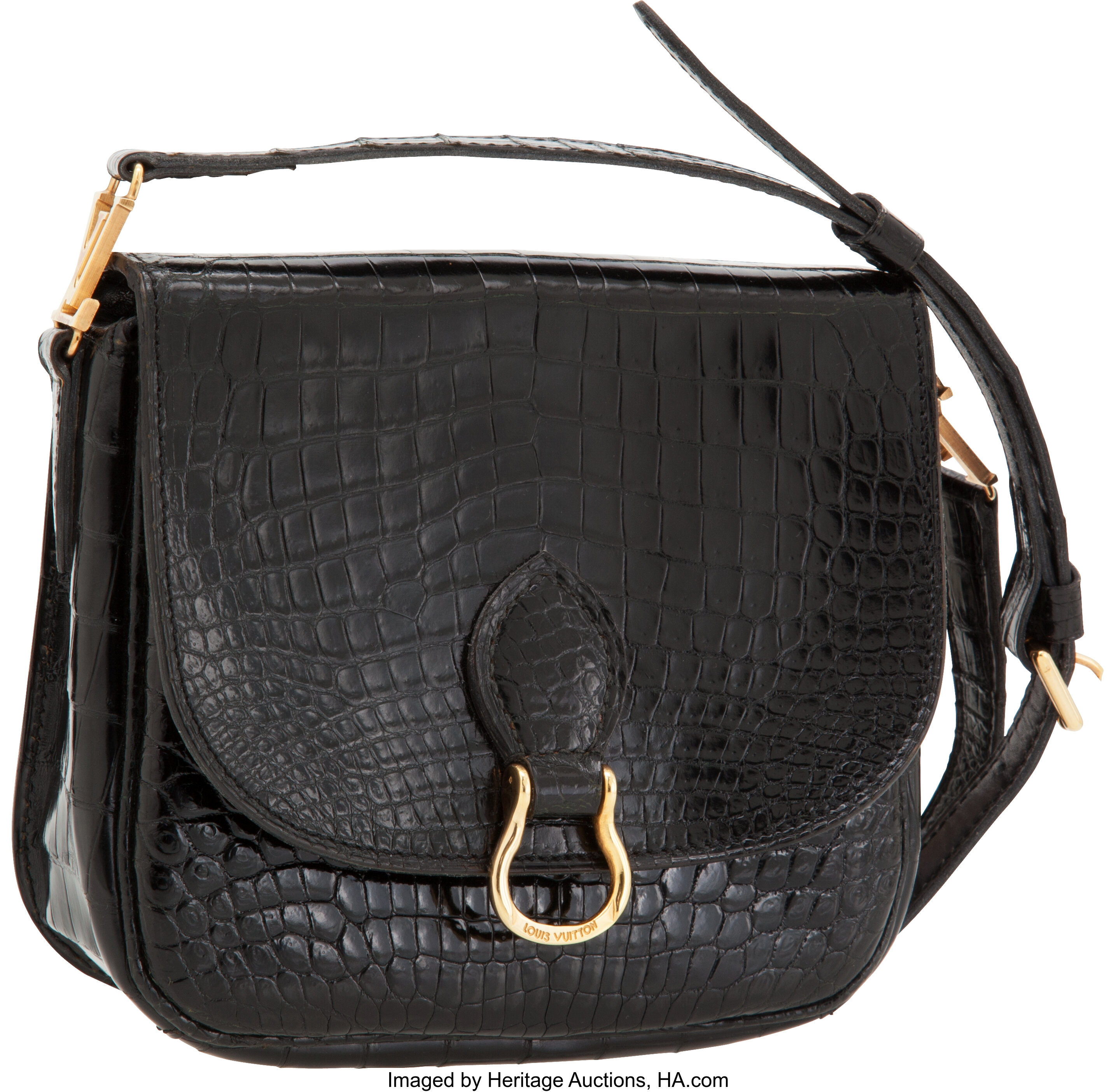 Louis Vuitton Shiny Black Crocodile St Cloud Crossbody Bag. , Lot  #56390