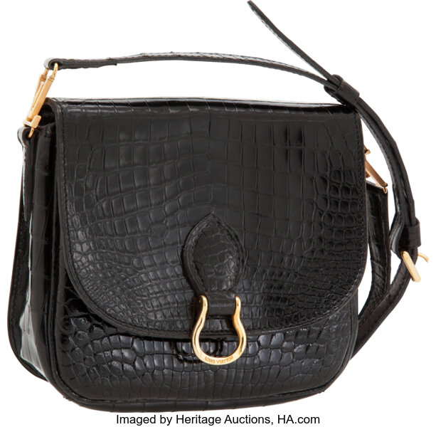 Louis Vuitton Shiny Black Crocodile St Cloud Crossbody Bag