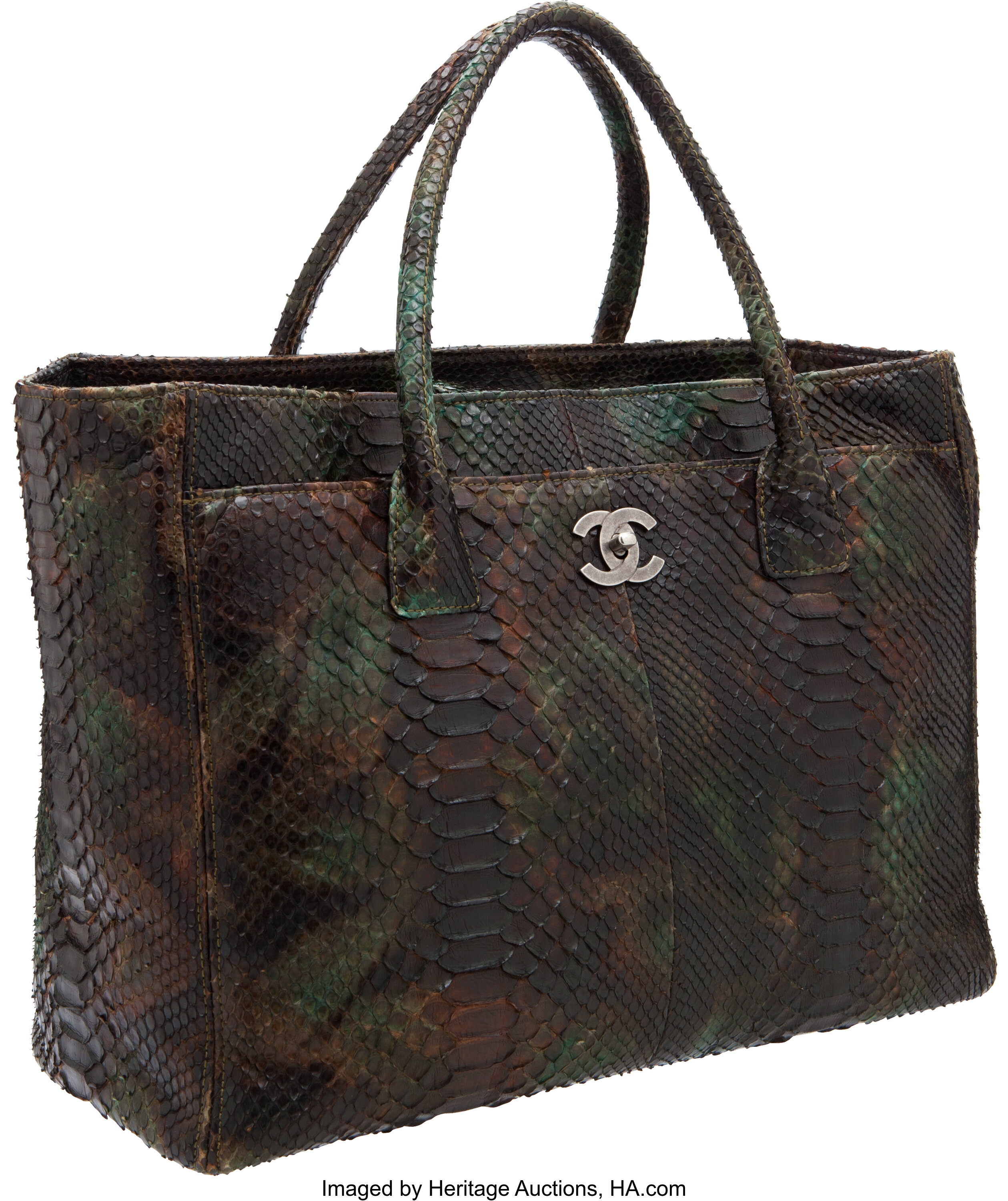 Chanel Camouflage Python Large Executive Cerf Tote Bag with, Lot #56362