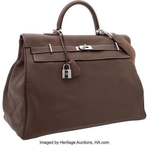 Hermès Kelly 32cm Bag in Gris Tourterelle Clemence Leather with Gold H –  Sellier