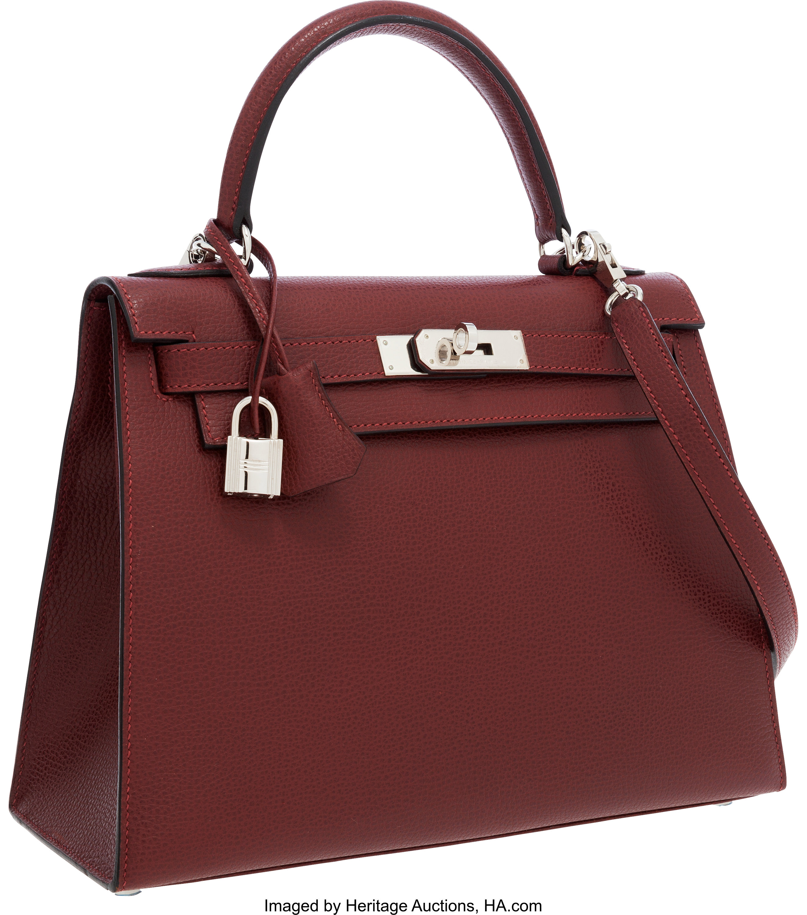 Hermes 28cm Rouge H Vache Liegee Sellier Kelly Bag with Palladium | Lot ...