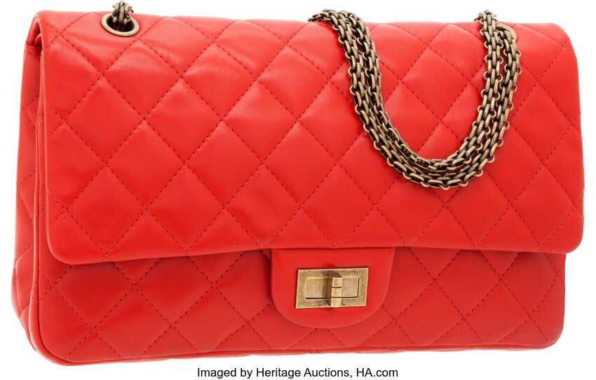 Chanel Tomato Red Quilted Lambskin Leather Jumbo Double Flap Bag
