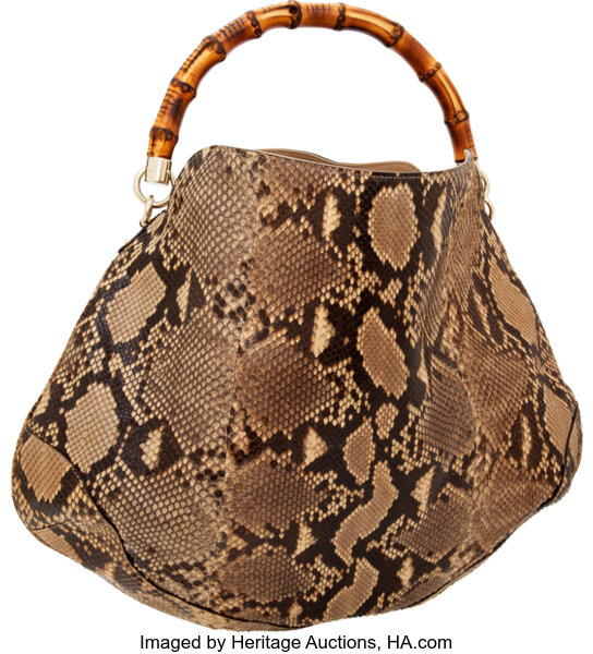 Gucci Brown Python New Bamboo Top Handle Bag Gucci