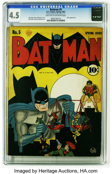 Batman #5 (DC, 1941) CGC VG+  Light tan to off-white pages. | Lot #17052  | Heritage Auctions