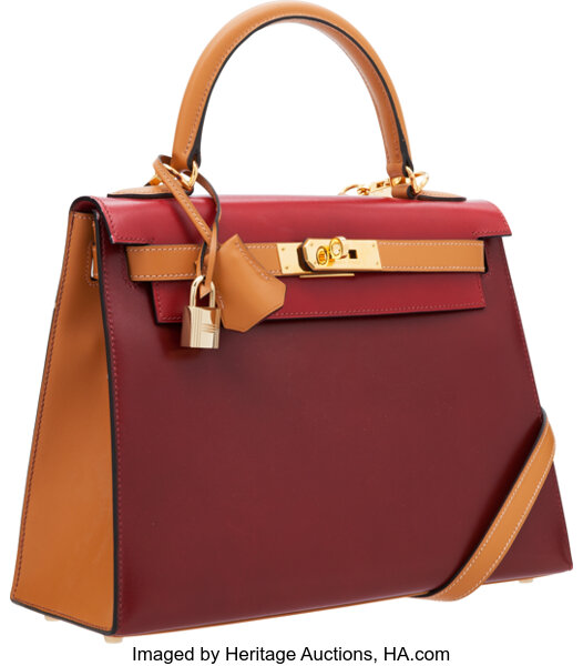 Hermes Rouge H Box Leather Sellier Birkin Handbag