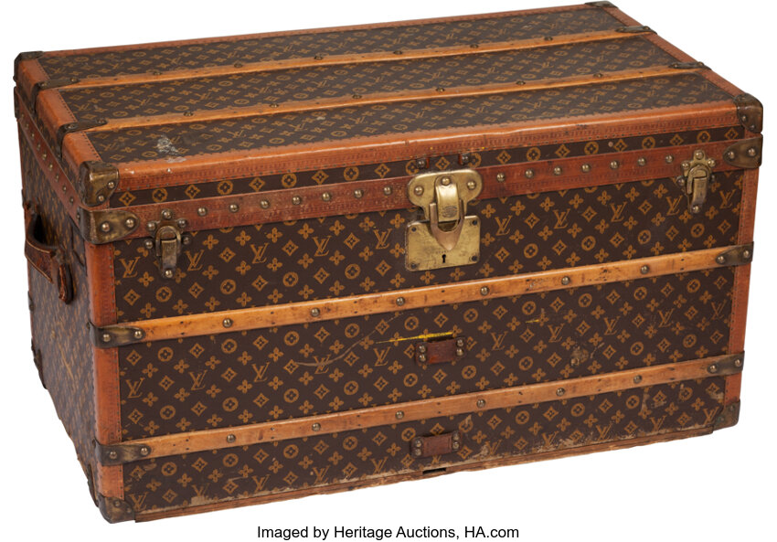 Academia Expertise - RARE LOUIS VUITTON ANTIQUE STEAMER TRUNK French, early  20th century Louis Vuitton steamer trunk, the exterior covered in the  traditional LV monogram toile canvas under wood staves and leather