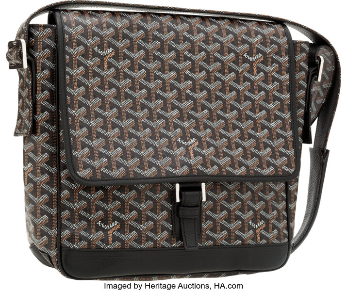 Goyard Black/Brown Leather and Canvas MM Bleu Messenger Bag Goyard