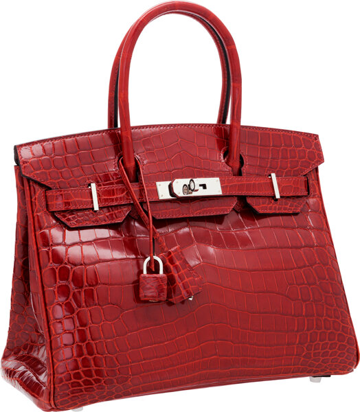 Hermes 30cm Red Crocodile Birkin Bag