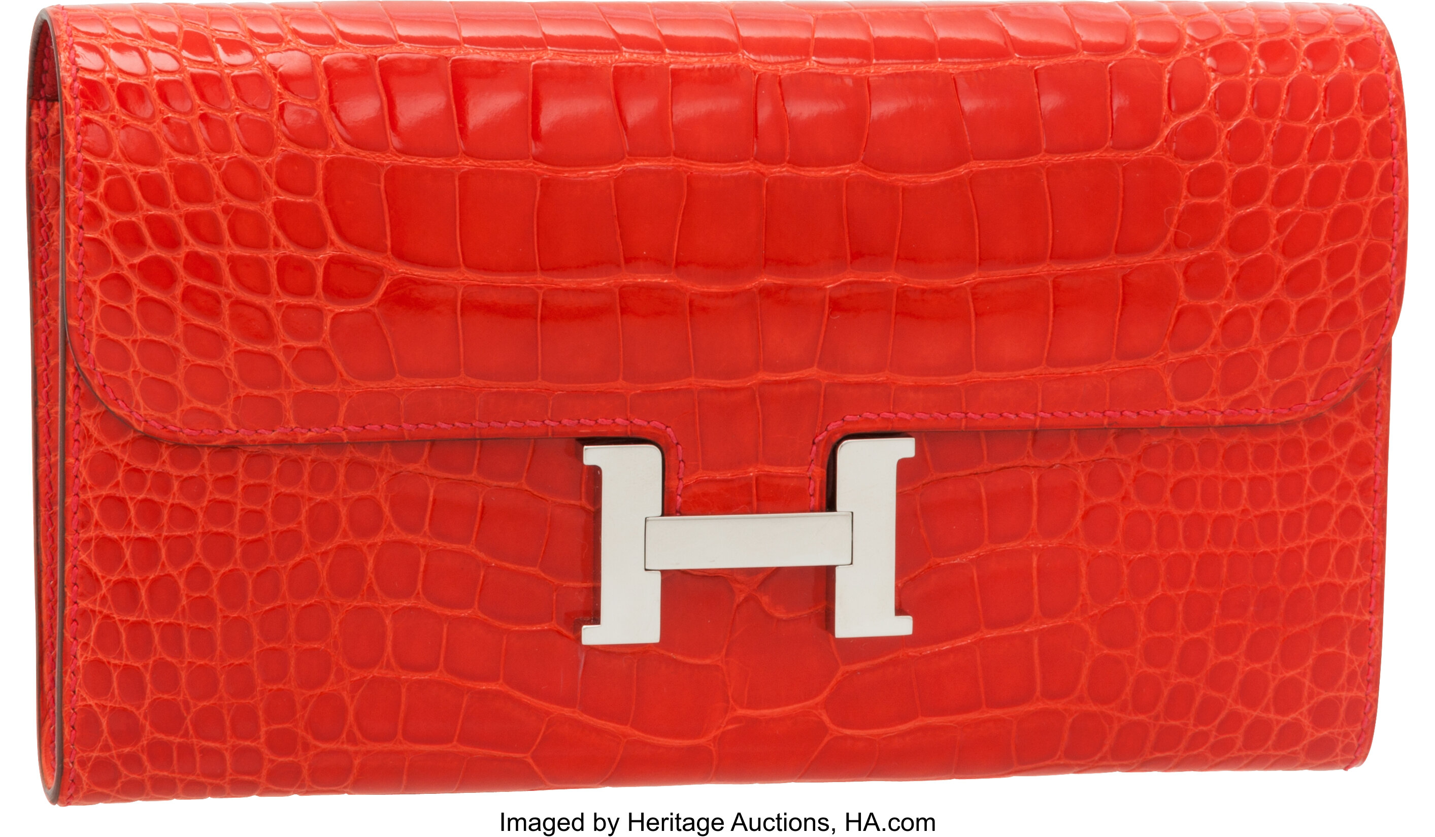 Hermes Constance Elan Bag Geranium Crocodile Gold Hardware