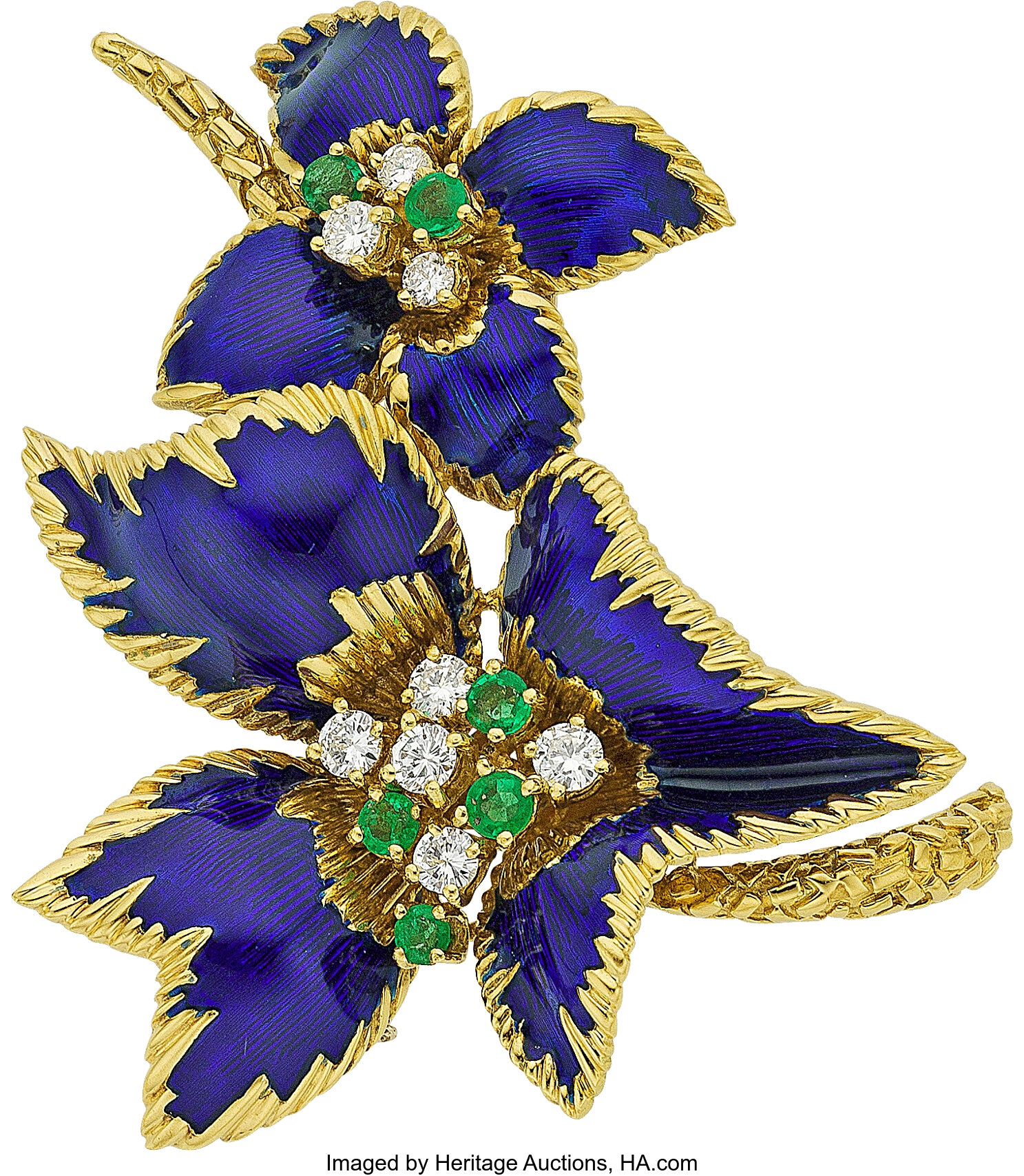 Diamond, Emerald, Enamel, Gold Clip-Brooch, Corletto. ... Estate | Lot ...