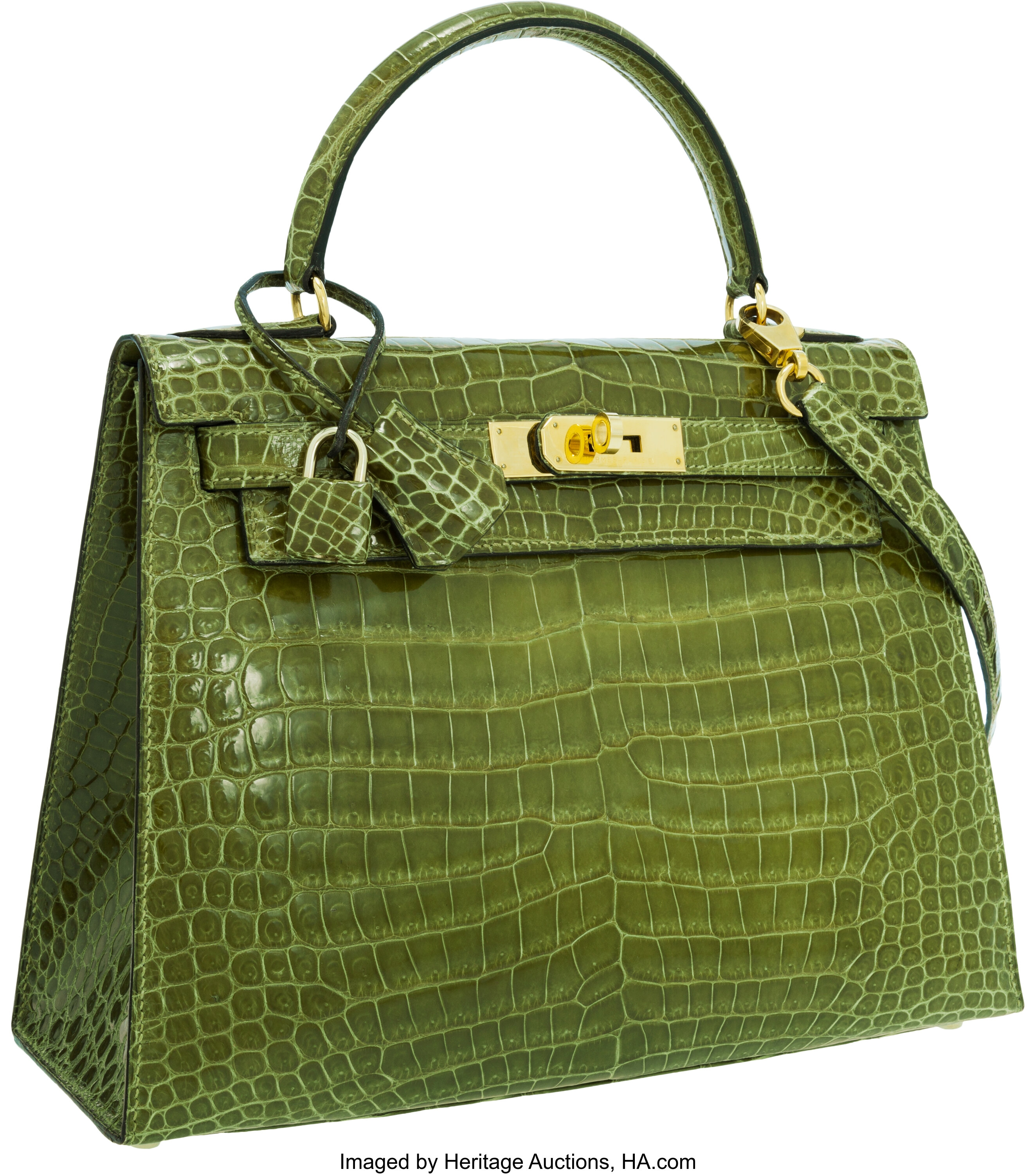 Goldmas shiny two tone green limited crocodile handbags
