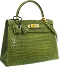 HERMES shiny porosus crocodile kelly 32 bag (L), Barang Mewah, Tas & Dompet  di Carousell