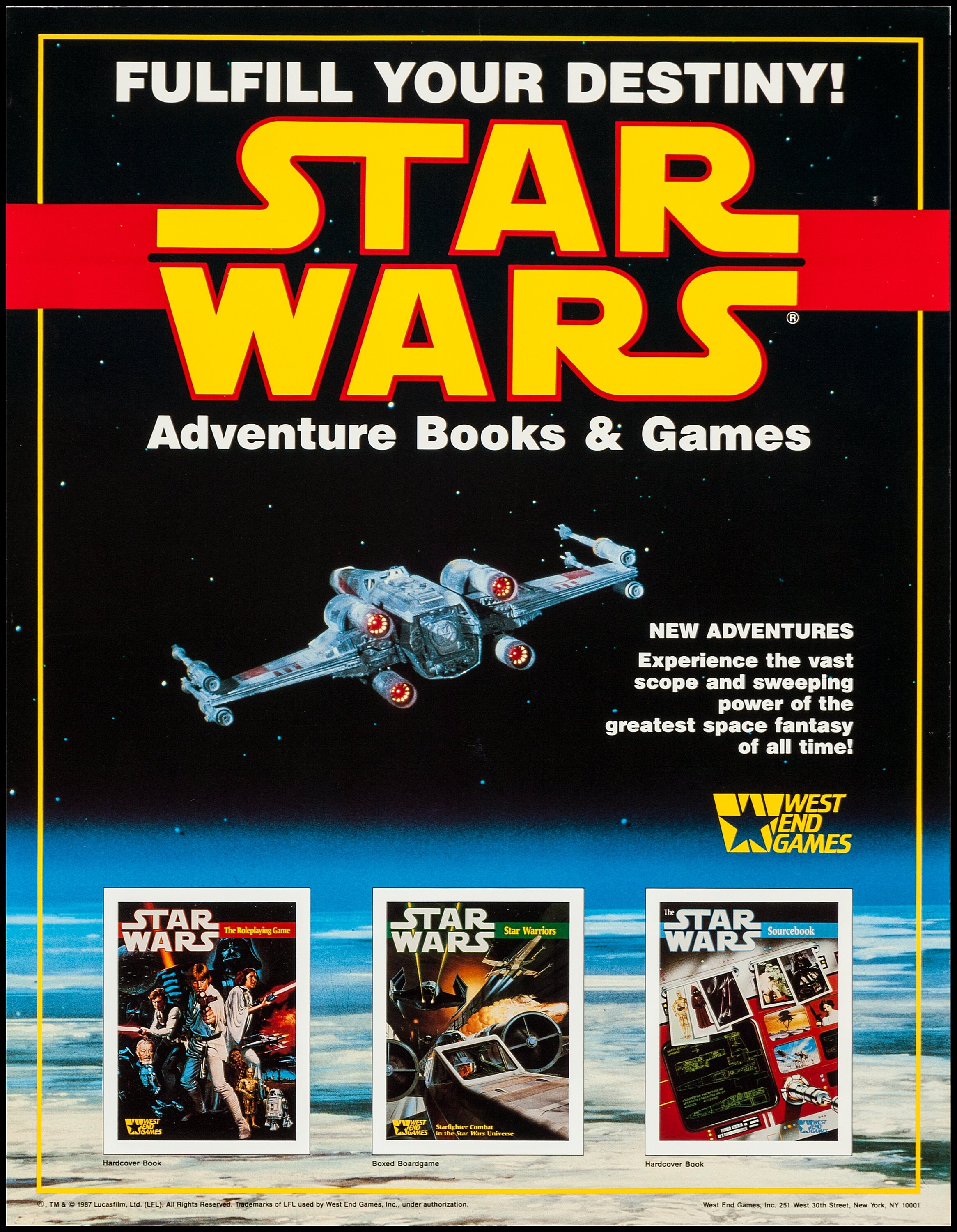 STAR WARS INTRO ADVENTURE GAME FROM WEST END GAMES ORIGINAL 1997 VTG AD