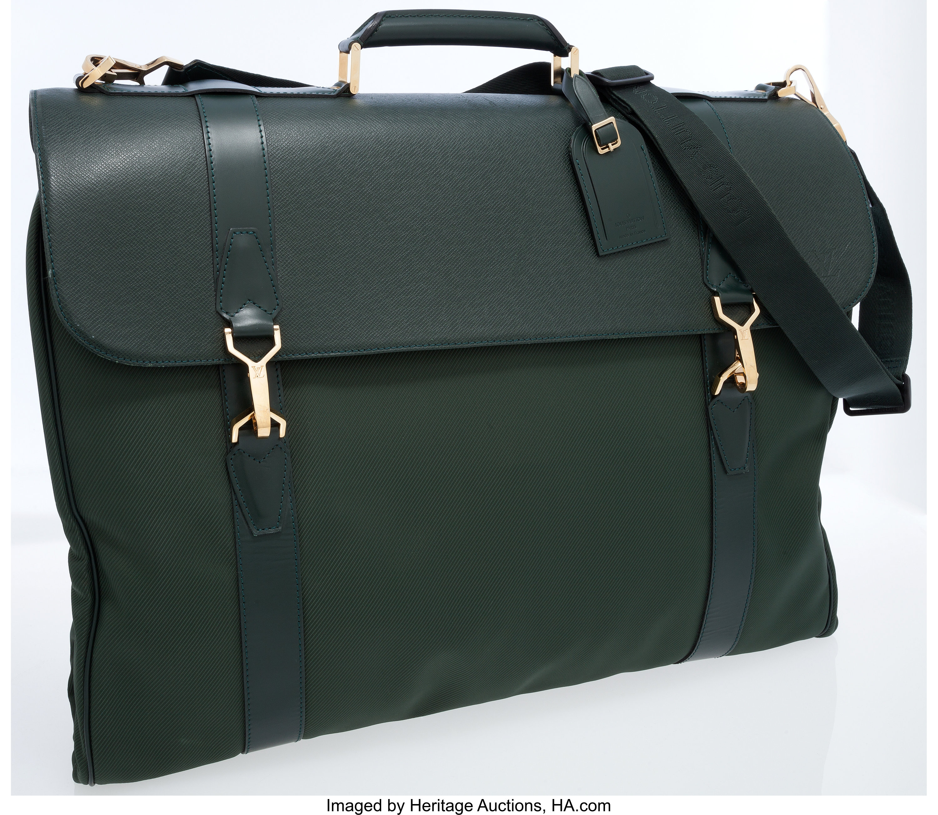 Louis Vuitton Green Taiga Leather Large Gibeciere Garment Travel Bag Louis  Vuitton