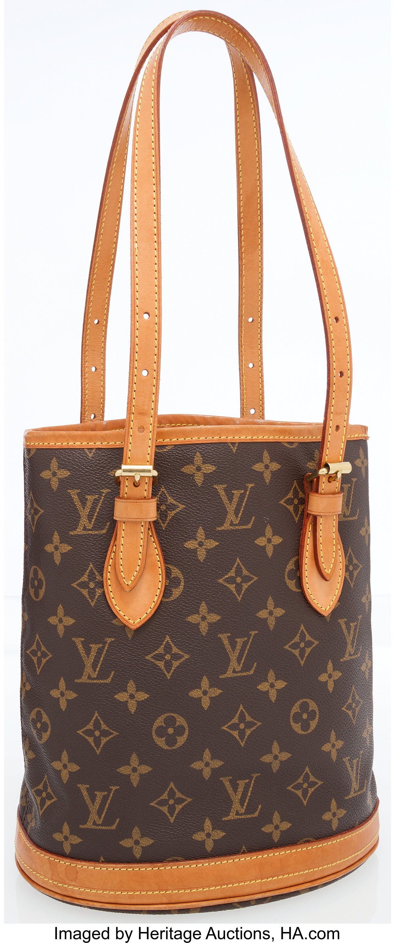 Louis Vuitton Classic Monogram Petit Bucket Bag.  Luxury, Lot #75042