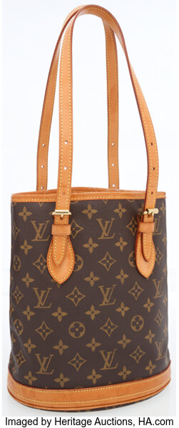 Louis Vuitton Classic Monogram Petit Bucket Bag.  Luxury