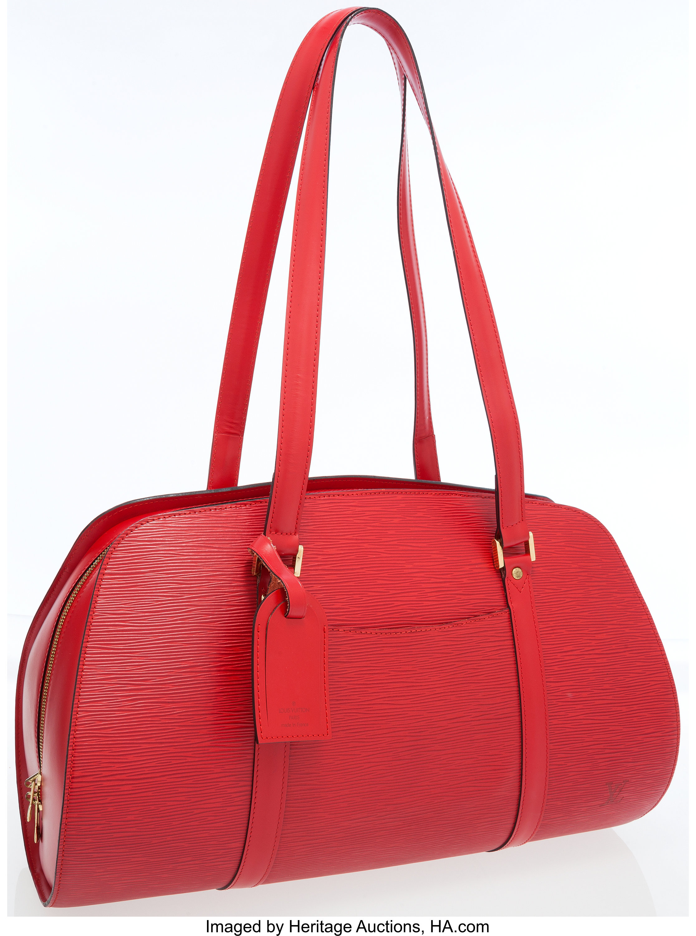 Louis Vuitton Red Epi Leather Solferino 45 Travel Bag.  Luxury, Lot  #75048