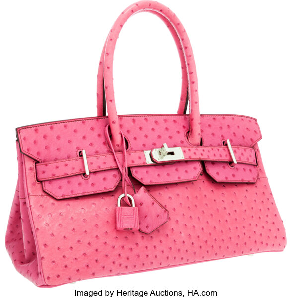 Hermes 42cm Fuchsia Ostrich JPG Shoulder Birkin Bag with Palladium