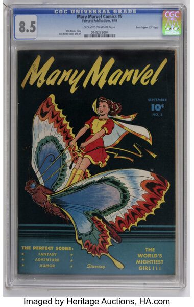 Golden Age (1938-1955):Superhero, Mary Marvel Comics #5 Davis Crippen ("D" Copy) pedigree (Fawcett, 1946) CGC VF+ 8.5 Cream to off-white pages. Tied with one ...