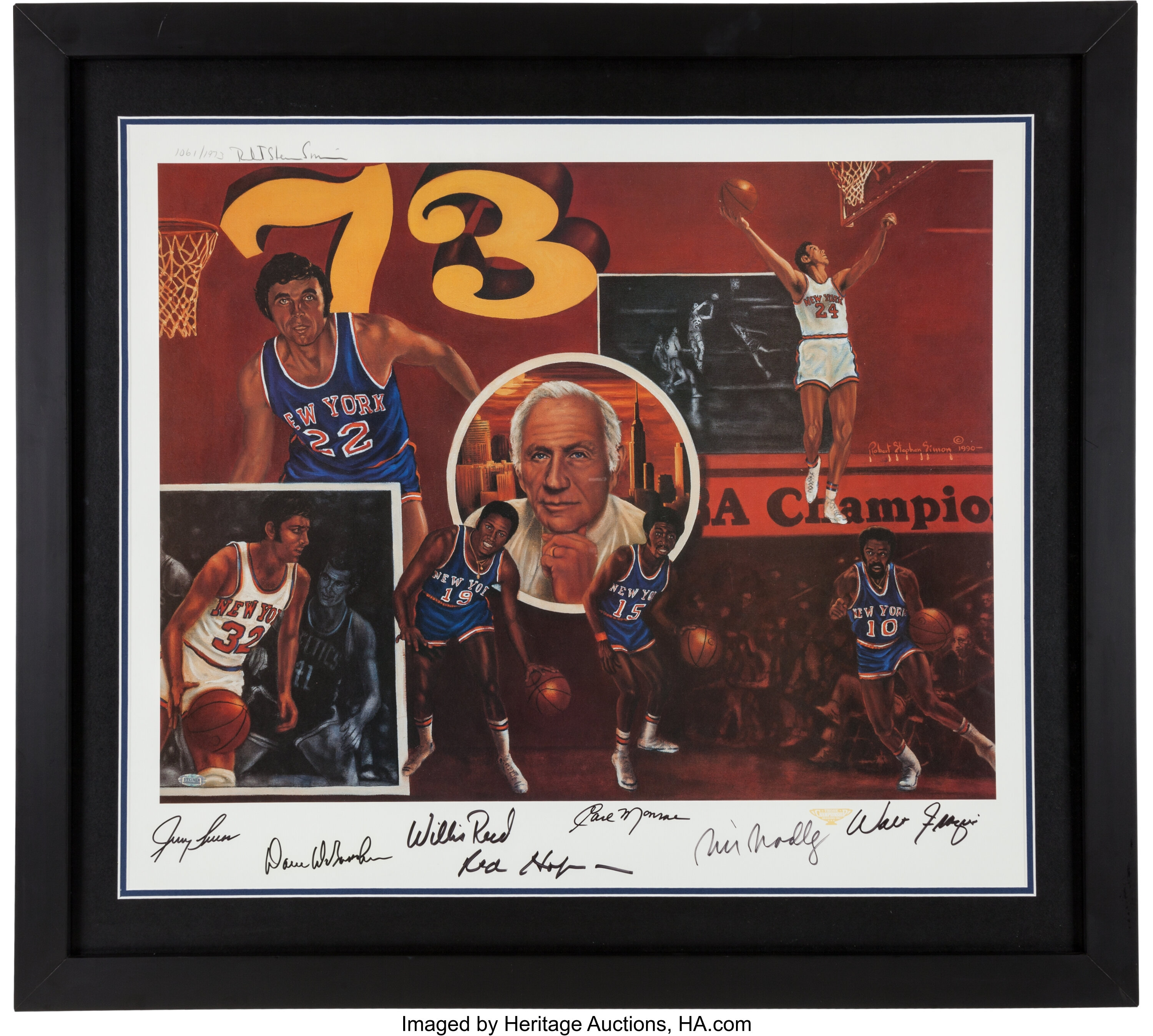 1973 New York Knicks NBA Champion Framed Front Page Newspaper 