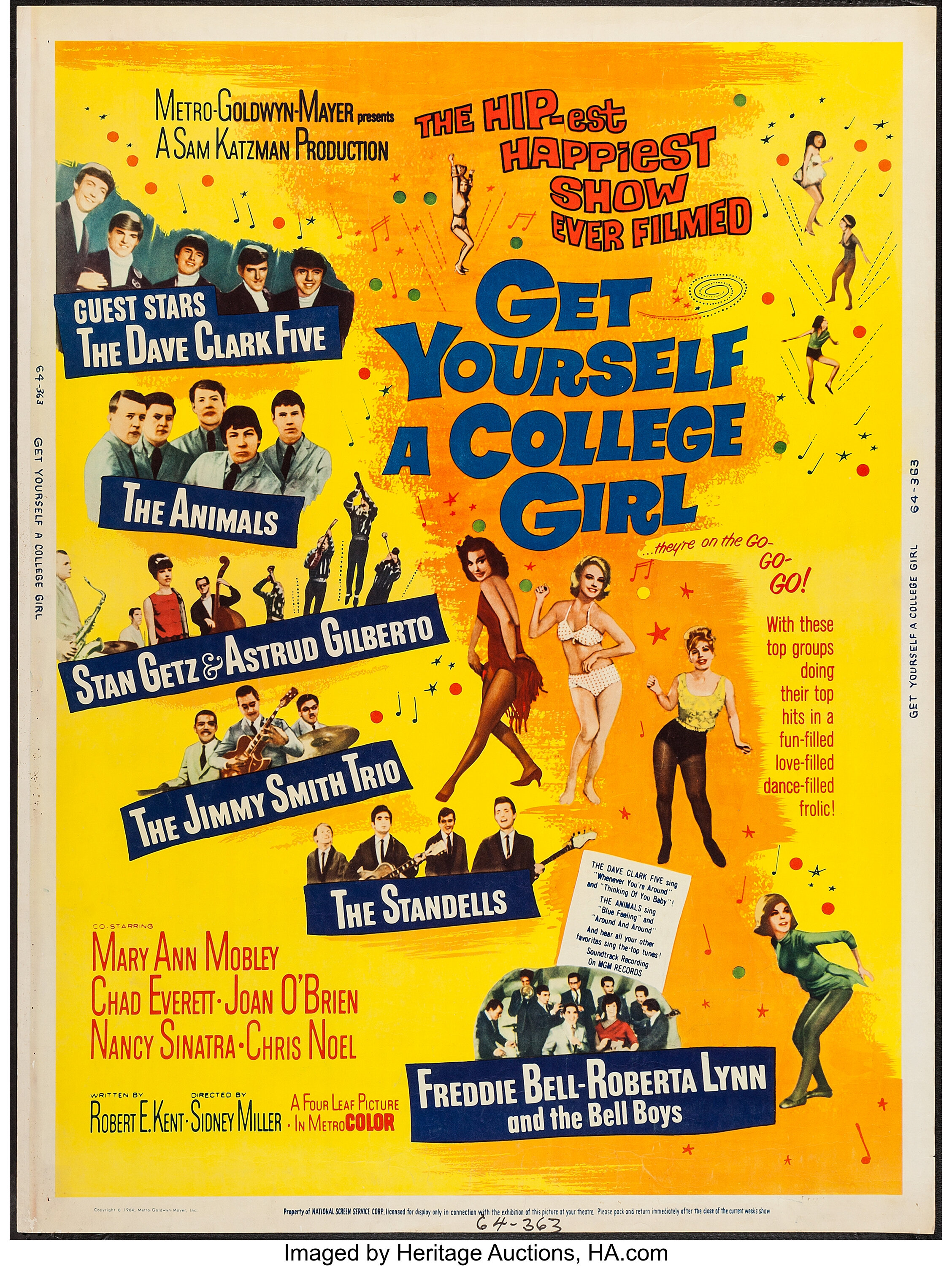 Get Yourself A College Girl Mgm 1964 Poster 30 X 40 Lot