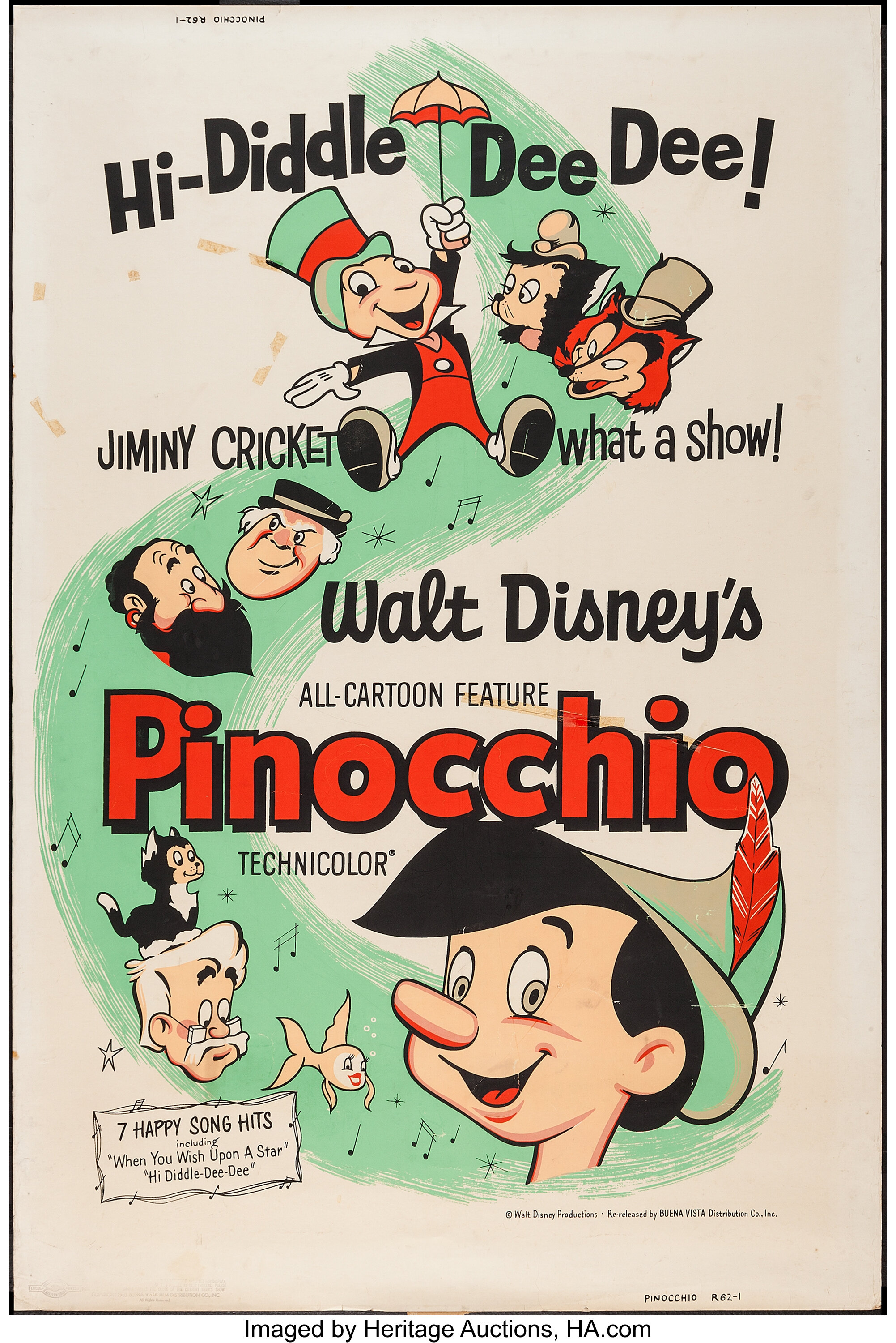 Pinocchio And Other Lot Buena Vista R 1962 Posters 2 40 X Lot 50371 Heritage Auctions 